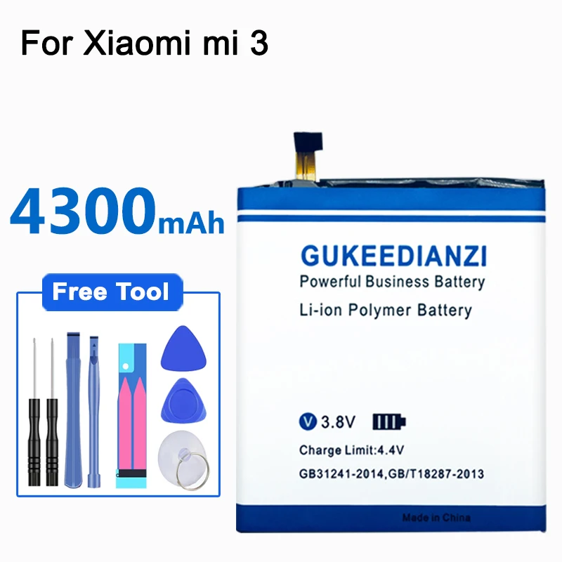 GUKEEDIANZI 4300 мАч BM31 сменная батарея для Xiaomi mi 3 M3 mi 3 литий-полимерные аккумуляторы