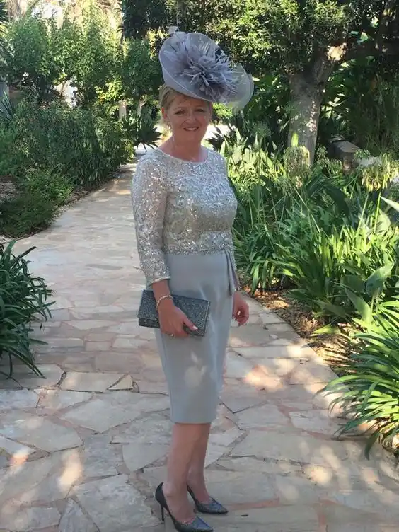 gray mother of the bride dresses knee length