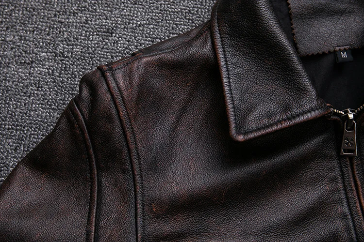 New Men Cowhide Coat Men's Genuine Leather Jacket Vintage Style Man Leather Clothes Motorcycle Biker Jackets sheepskin aviator jacket