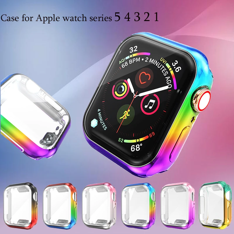 Чехол для часов apple Watch series 5 4 3 2 1 градиентный цветной протектор экрана watch 40 мм 44 42
