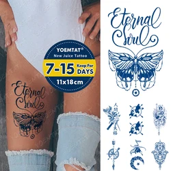 Juice Lasting Waterproof Temporary Tattoo Stickers Butterfly English Letter Chinese Clock Flash Tattoos Ink Body Art Fake Tatoo