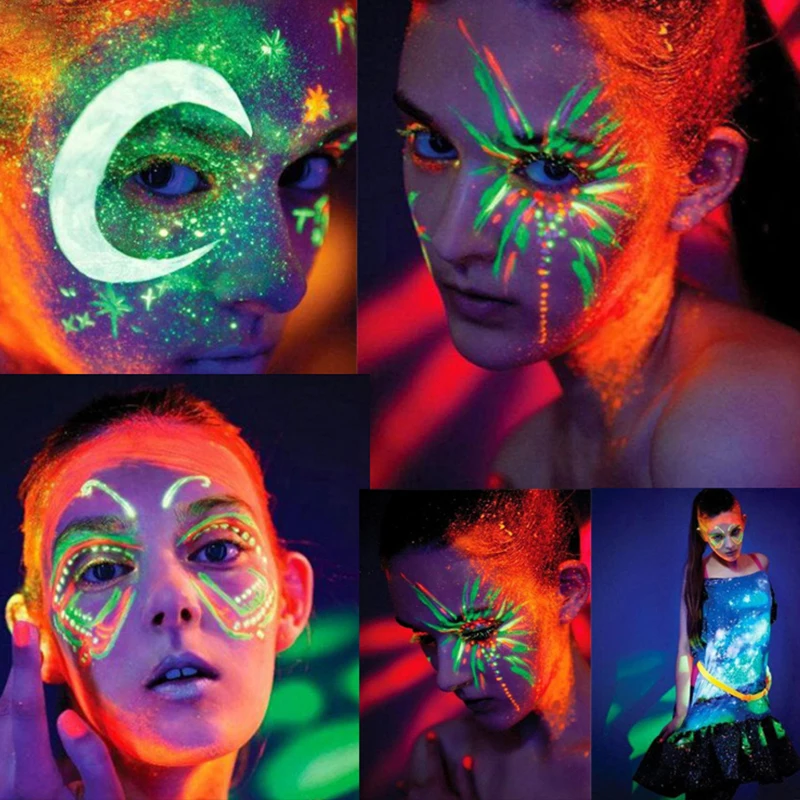 13 Colors Acrylic Paint Glow in the Dark Luminous Fluorescent Paint for Party Nail Decoration Art Supplies Phosphor Pigment