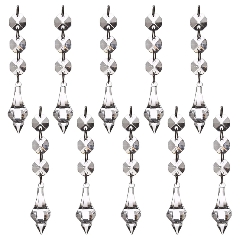 

Pack of 10/20/30 Clear Hanging Acrylic Dangle Pagoda Shaped Crystal Christmas Tree Ornament Drop Ball Tree Decorations