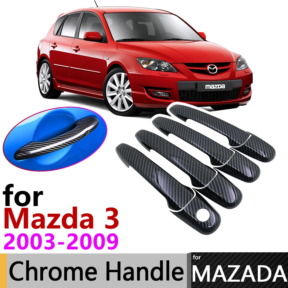 Черная накладка на дверную ручку из углеродного волокна для Mazda 3 BK Sedan Hatch MPS 2004 ~ 2009