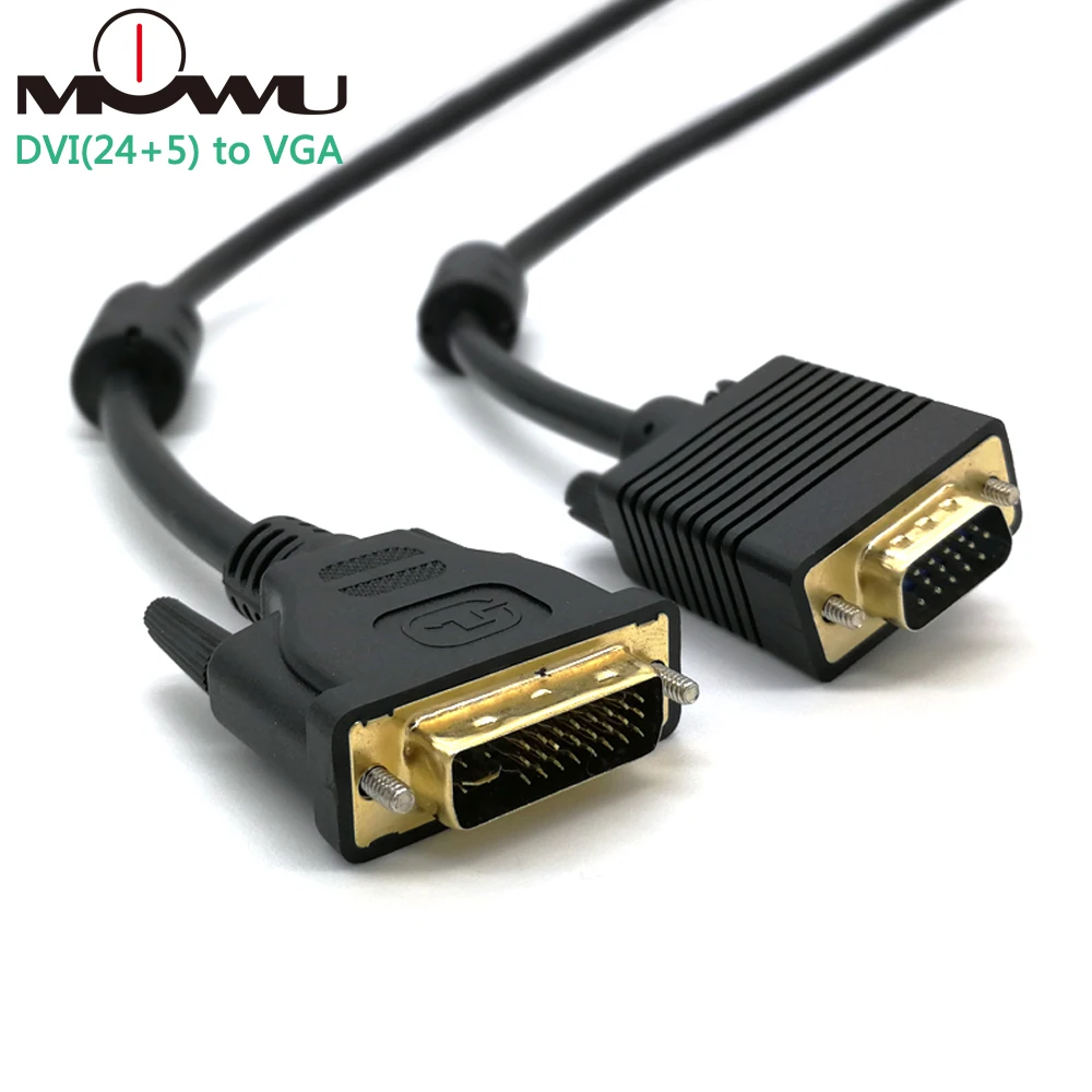 VGA, HDMI, DVI кабель DVI-I DVI 24+ 5 DVI мужчина к VGA Мужской Двойной Ссылка адаптер конвертер для монитор для ноутбука кабель с DVI на VGA 1,5/3/5 m - Цвет: Черный