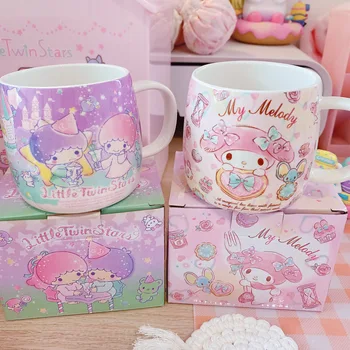 

1pcs Cartoon Little Twin Stars My Melody Cinnamoroll Dog Kawaii Ceramic Mugs Milk Coffee Tea Water Cup Home Office Drinking Cups