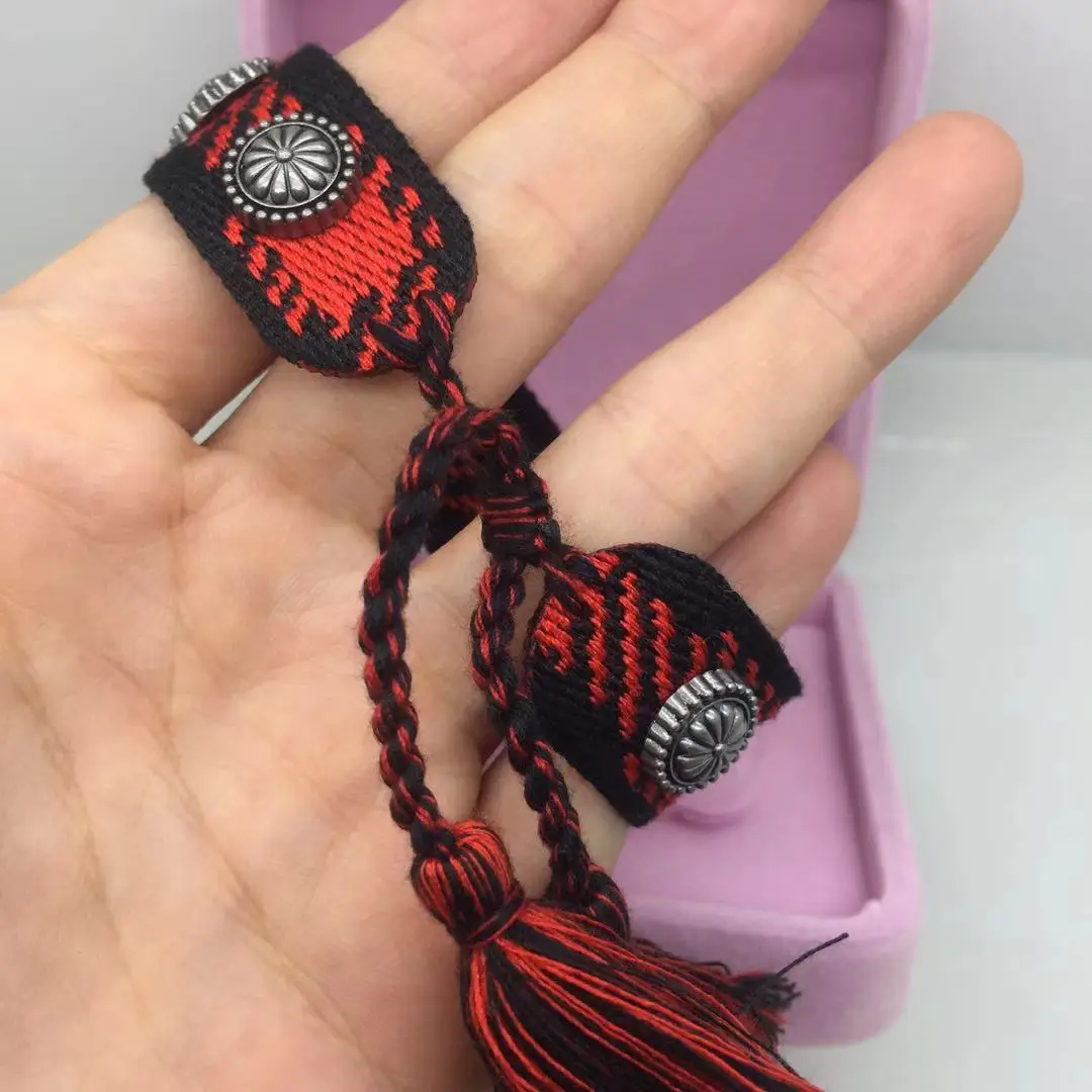 Цветной модный браслет для девочек, хлопковый браслет с вышивкой ногтей, браслет с кисточкой для мужчин и девушек, ювелирные изделия, регулируемый размер