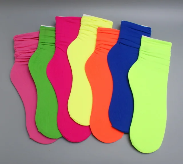 Носки женские неоновые тонкие длинные 4 пары|Чулки| |