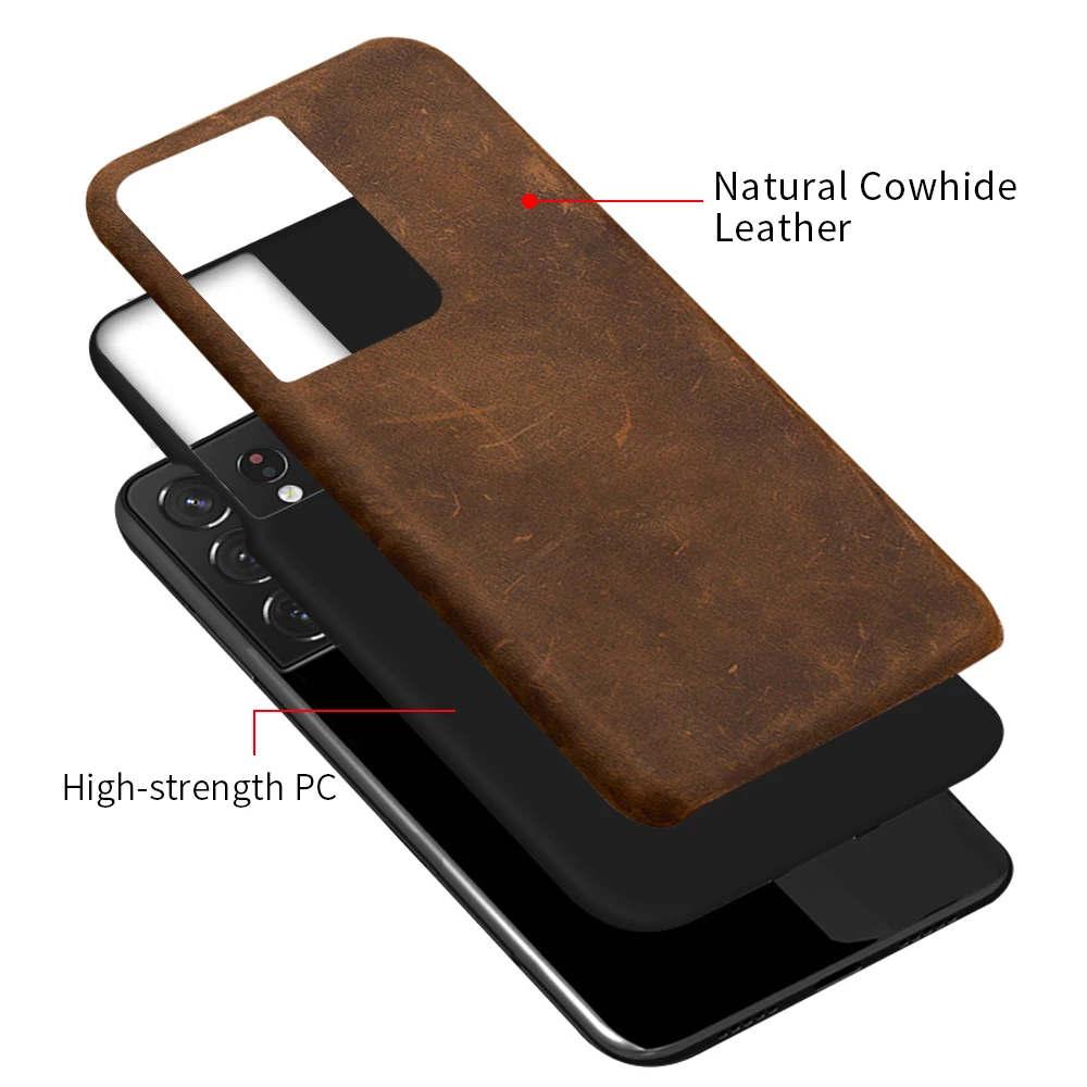 Luxury Retro Genuine PULL-UP Leather Case For Samsung Galaxy S24 S22 Ultra S24 Plus S23Plus S23 Ultra A55 5G Luxury Back Cover