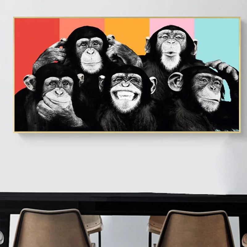 Monkey lima art painting canvas  hand painted framed animal quality licensed 