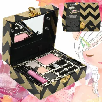 

Kids Makeup Palette Set Princess Girl's Glitter Pretend Play Toy Eyeshadow Blush Lipgloss Brush Light Mirror Cosmetic Toy Kit