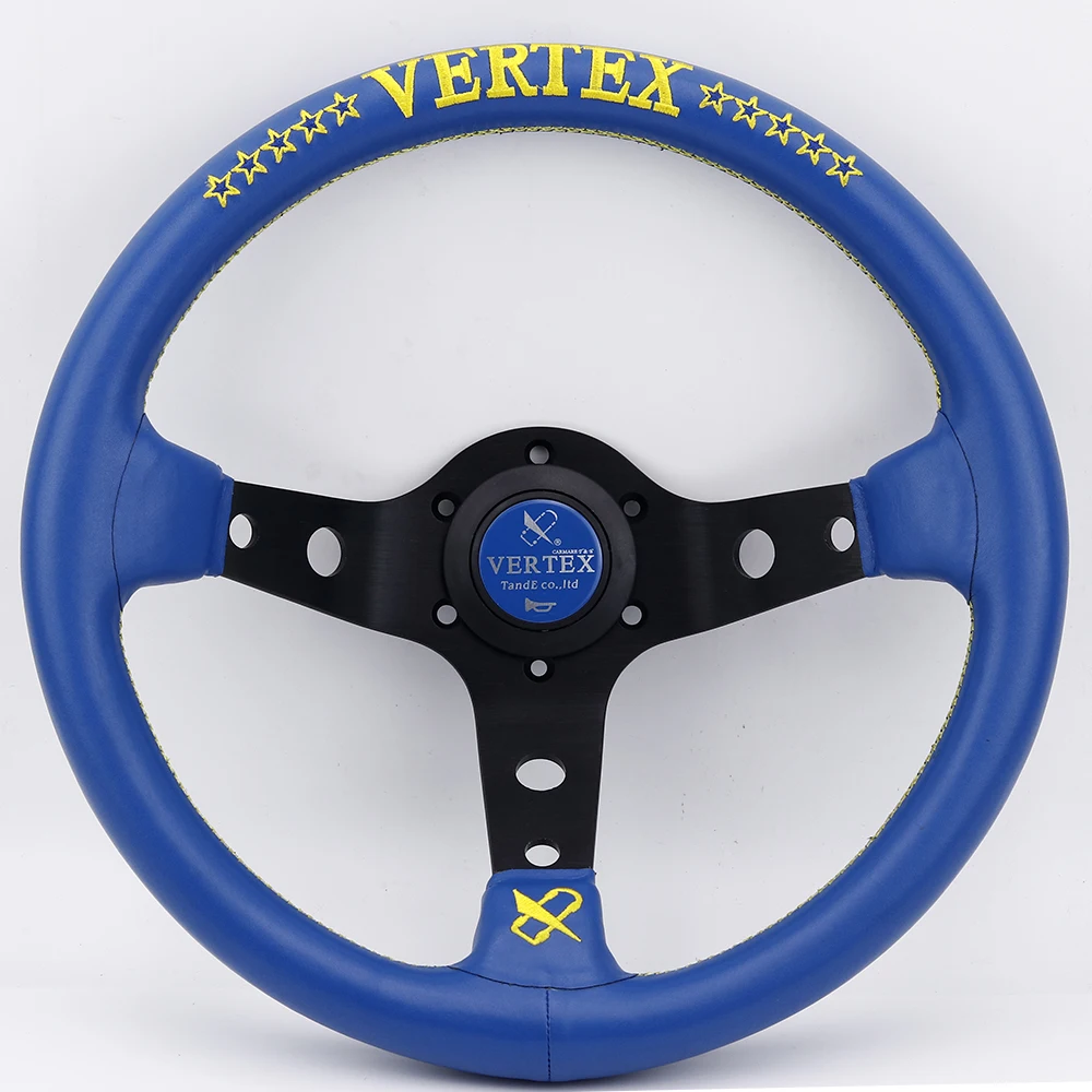 13 дюймовые спортивные рулевые колеса Vertex из натуральной кожи с золотой