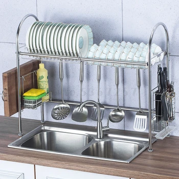 

304 stainless steel kitchen rack sink drain bowl rack storage bowl tray rack