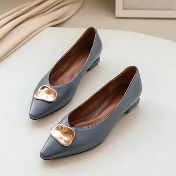 

MLJUESE 2020 women pumps cow leather autumn spring blue color slip on Metal decoration square heel high heels party dress