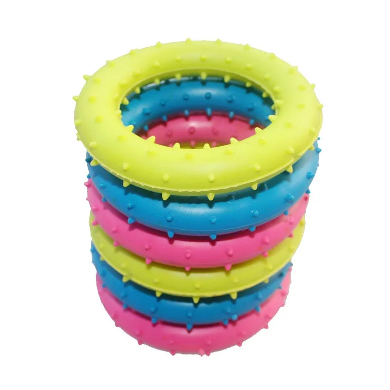 Rubber Pet Cat Round Circle Puppy Play Funny Chewing Toy Cute Random Color Non-Toxic Tranining Dog