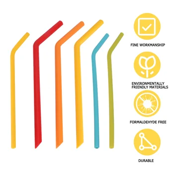 

6PCS Recyclable Straws Food Grade Silicone Straws Eco-friendly Straws Drinking Foldable Straws (Size L and S for Each 3PCS)