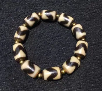 

For One Sample Magic Energy Tibetan Old Agate Ivory Color Tiger Tooth dZi Bead Bracelet Amulet 5A Top Quality