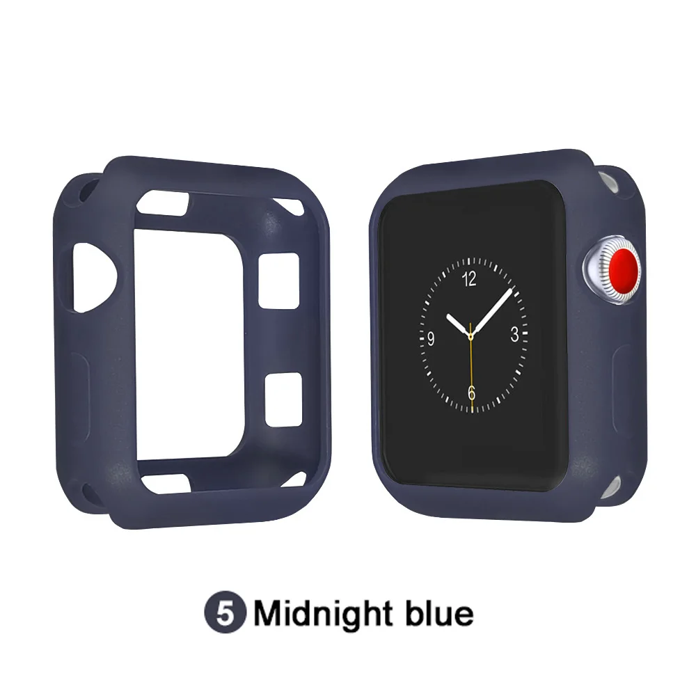 Мягкий силиконовый чехол для Apple Watch 5 4 3 2 1 42 мм 38 мм чехол с полной защитой корпуса для iWatch 5 40 мм 44 мм бампер для часов - Цвет: Dark blue