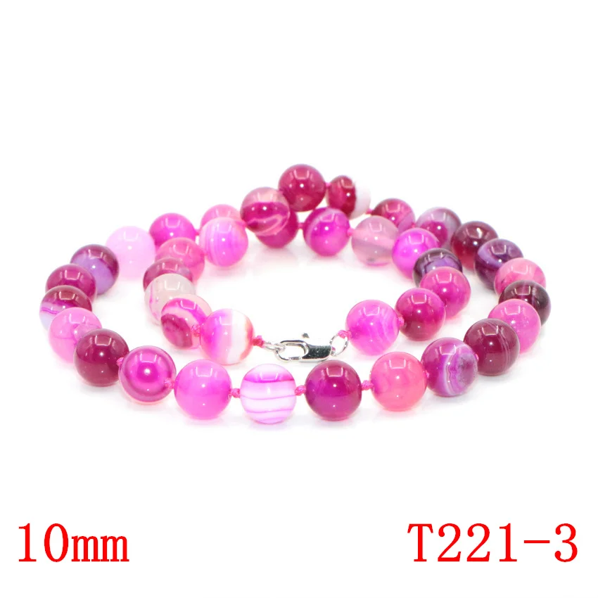 WUBIANLU 6-12mm Natural Purple Agates Pink Onyx Stripe Round Beads Necklace Women Jades Findings Wholesale (7)