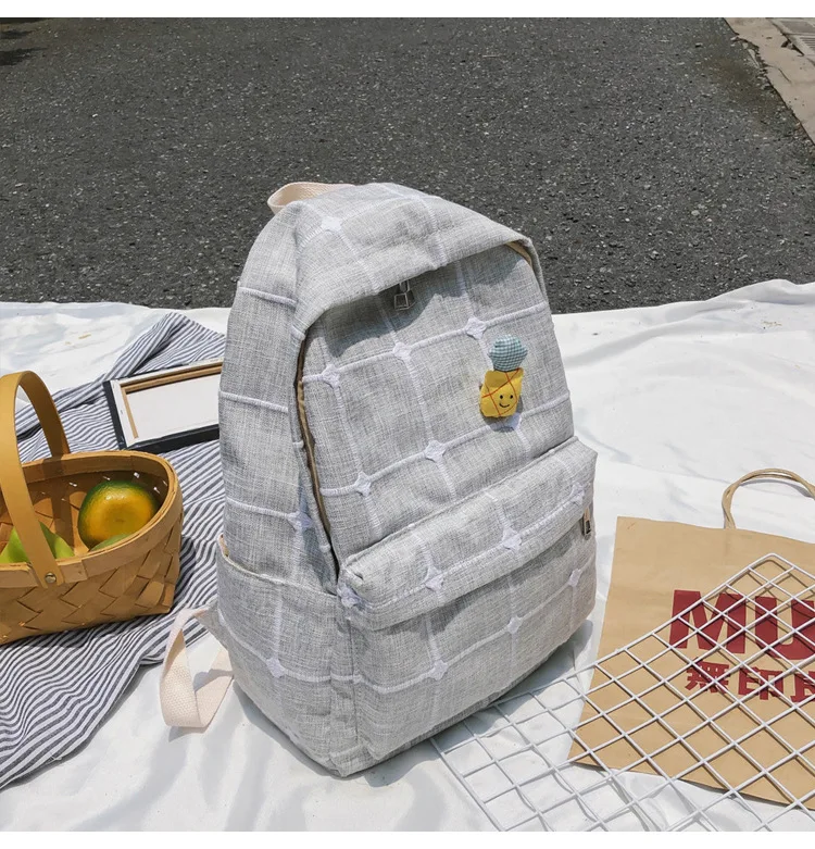 Простой водонепроницаемый холщовый женский рюкзак Harajuku дышащие дорожные рюкзаки высокого качества решетки школьный женский рюкзак