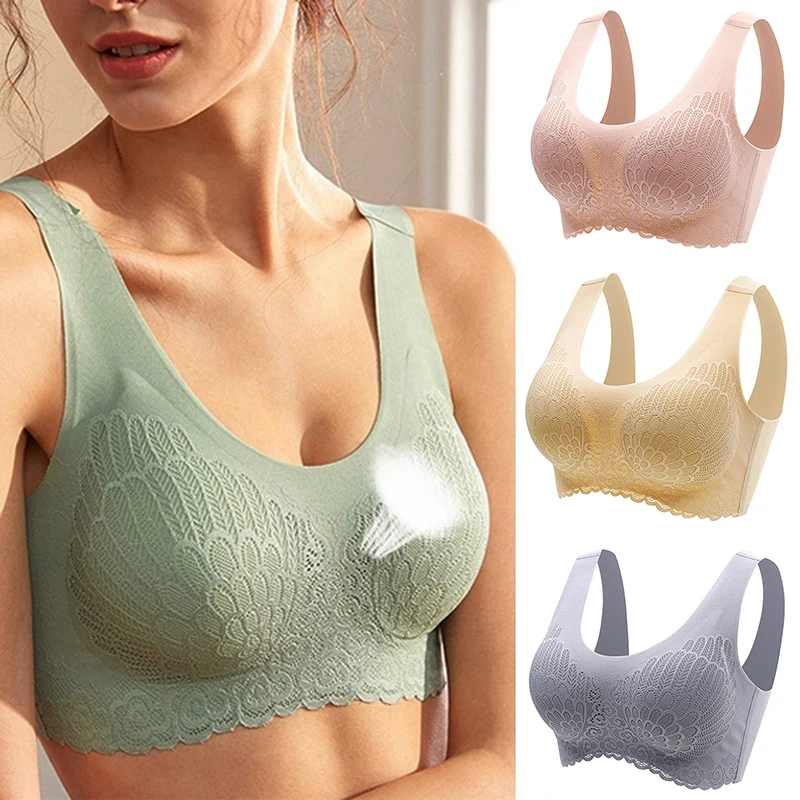 Thai-Latex-2-0-Underwear-Seamless-Bra-Women-Cooling-Gathers-Shock-proof-Pad-Wireless-Soft-Intimate