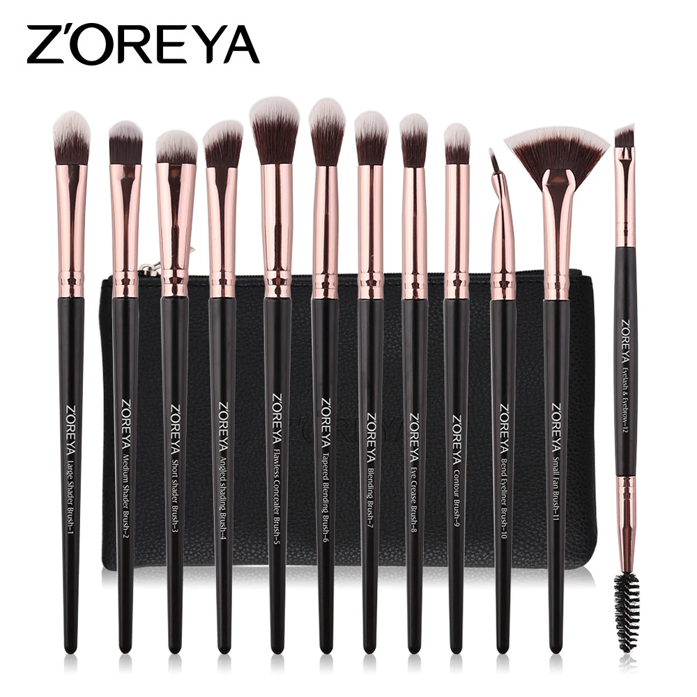 ZOREYA 12pcs Makeup Brushes Set Soft Synthetic Hair Make Up Brush