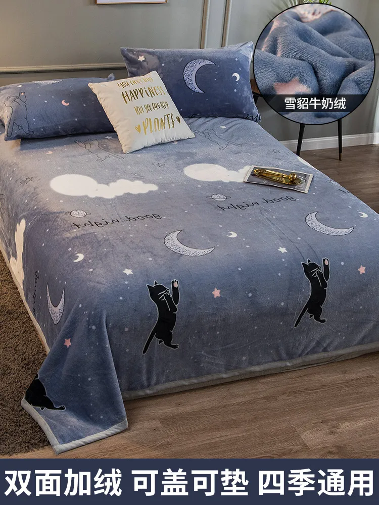 

Plush Suede Thickened Non-Slip Quilt Velvet Bed Sheet Winter bed sheets luxury fitted sheet full queen sheets