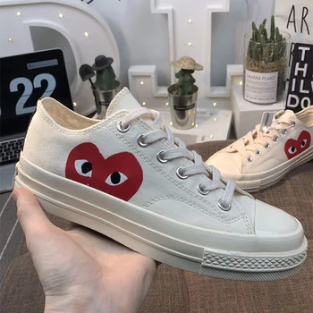 

Canvas Shoes Zapatos De Mujer Casual Lace-Up Ladies Shoes Heart-Shaped Sneakers Women Scarpe Donna Flat Platform Couple Shoes