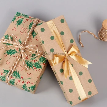 

5pc Christmas Wrapping Paper Roll Kraft Gift Wrapping Paper Kraft Paper Gift Bag