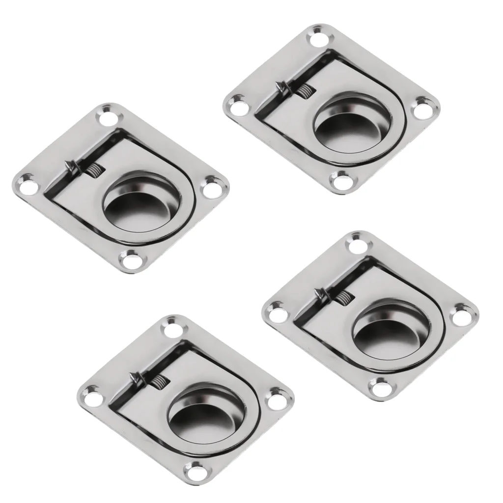 4x Marine Stainless Hatch Deck Cabinet Pull Lift Ring Handle Flush Fitting 