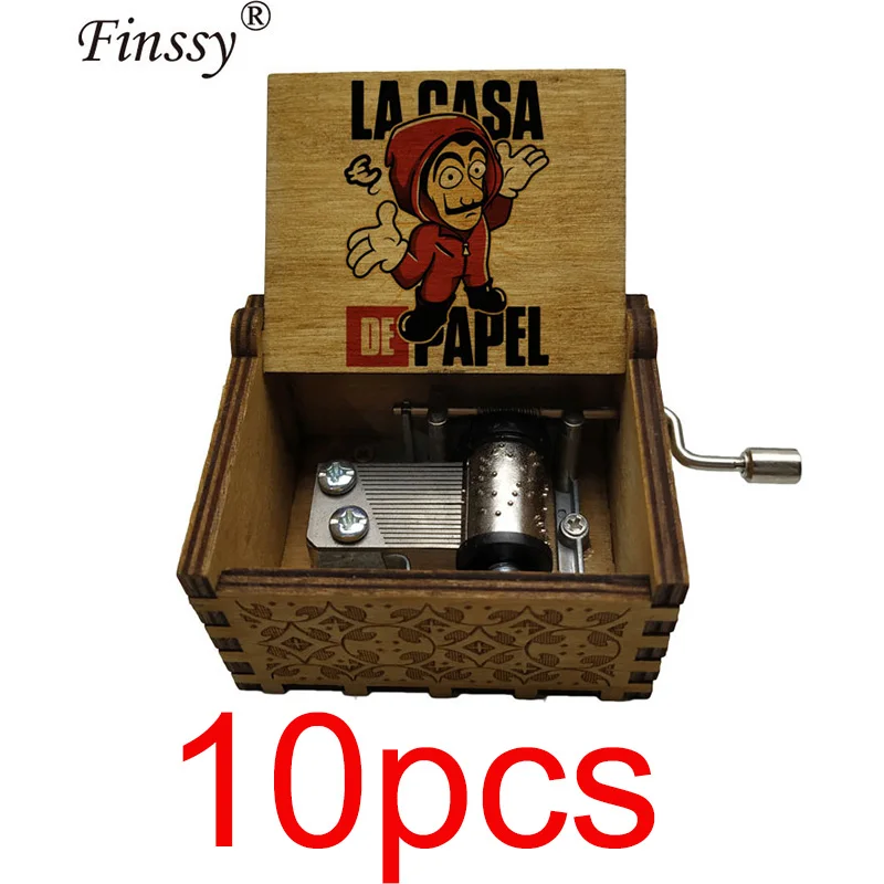 10 шт. испанский телевизор la casa de papel Money heist bella ciao деревянная музыкальная шкатулка Caja музыкальные деревянные коробки подарок на день рождения украшение дома - Цвет: Music-27