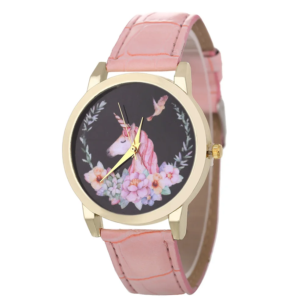

Hot Selling Hot Sales "Unicorn Pattern Women's Quartz Watch Creative Simple Leather Strap Students