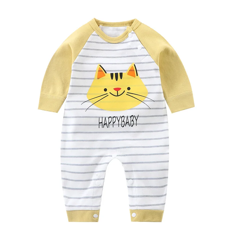 

ZWY1231 Newborn Baby Boys Girl Rompers Long Sleeve Cartoon Pattern Infant Jumpsuit Overalls Toddler Onesies Outfit