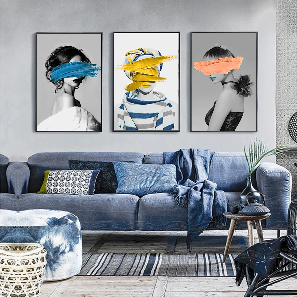 

AAHH Nordic Sexy Woman Abstract Pictur Print on Canvas Wall Art Portrait Canvas Painting for Living Room Home Decor No Frame