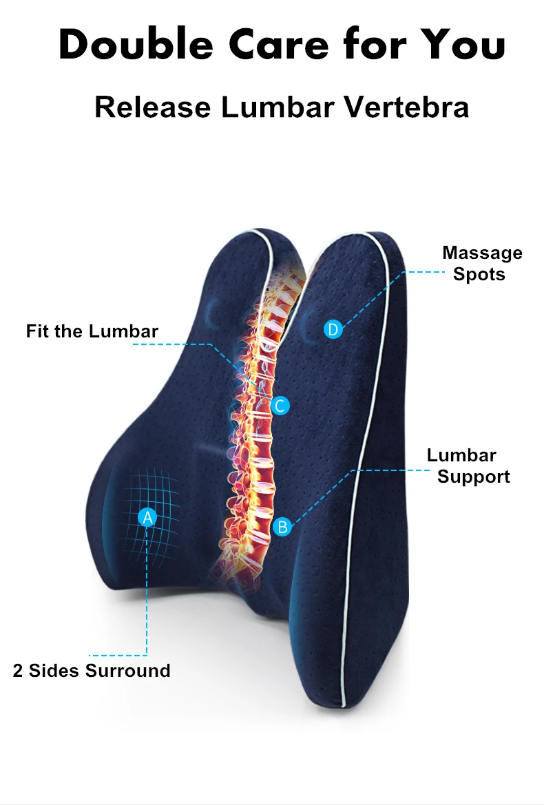 Новая Ортопедическая подушка с эффектом памяти, поясничная Подушка с боковой опорой, Защита позвоночника, копчик, автомобильное сиденье, офисный диван, стул, задняя подушка