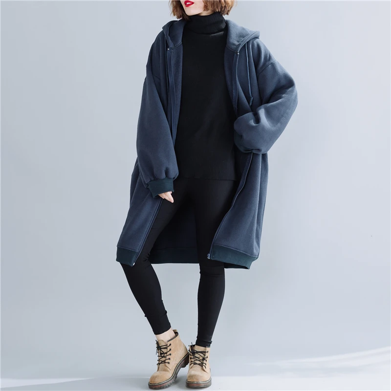 Зима новые длинные женские вельветовые куртки с капюшоном пальто размера плюс с длинным рукавом Хлопок утолщенная верхняя одежда винтажная куртка на молнии