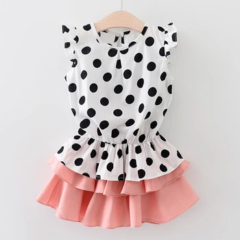 

Girls Clothing Summer Style Girls Dress Sets Petals T-Shirt + 2 Color Petals Cake Skirt Suit New Children Clothes 2~6 T