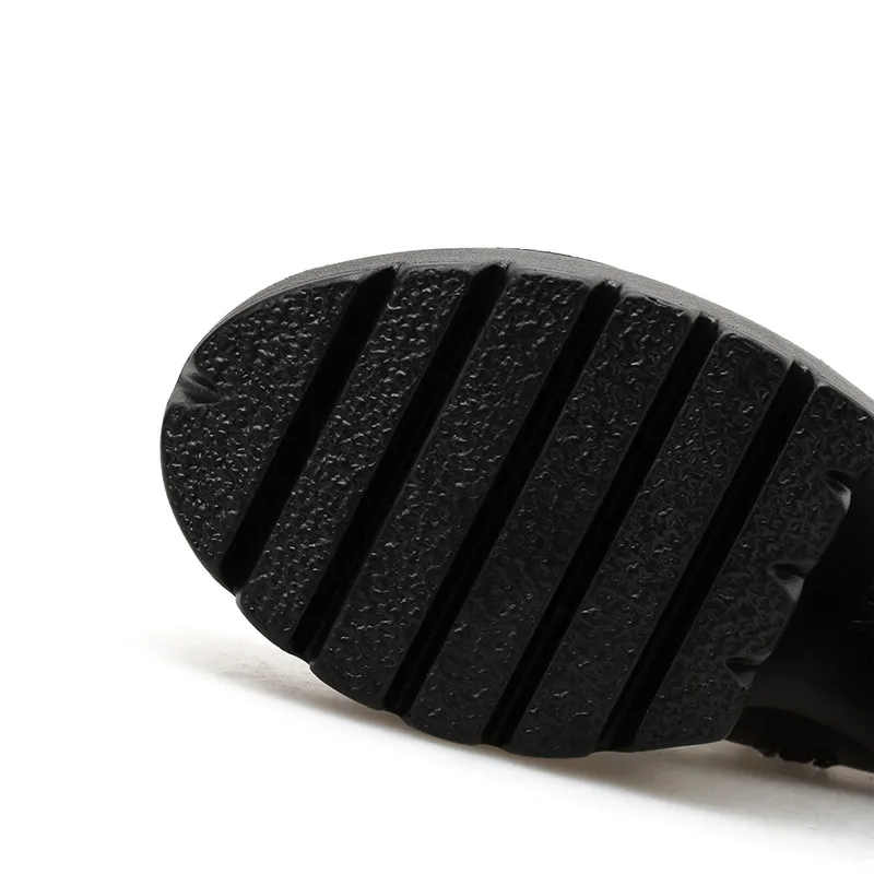 YMECHIC/ Новое поступление; осенние ботинки до середины икры на высоком каблуке в готическом стиле; ботинки на платформе с пряжкой; Цвет Черный; женская обувь; Размеры 35-40