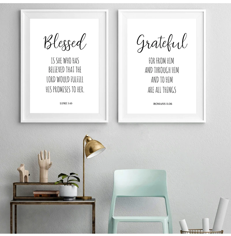Bible Verse Typography Christian Wall Art Canvas Painting Scripture God Quote Posters and Prints Pictures Living Room Home Decor