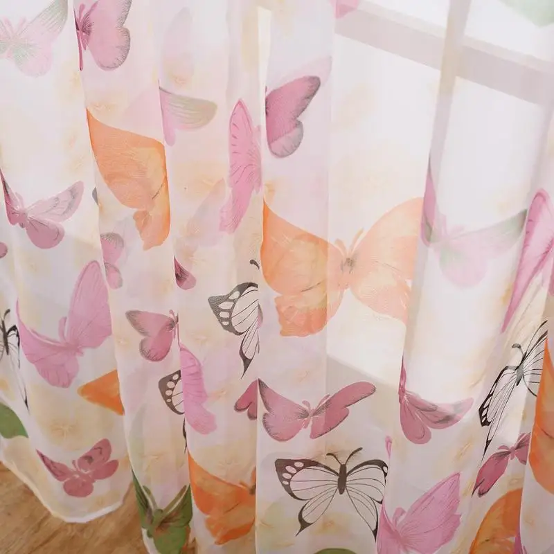 Красочные бабочки офсетная печать выгоревшая занавес Sheer Organdy панель
