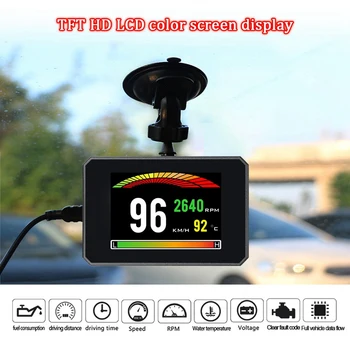 

P16 HUD On-Board Computer OBD2 Digital Meter for Fuel Consumption Speedometer Head Up Display