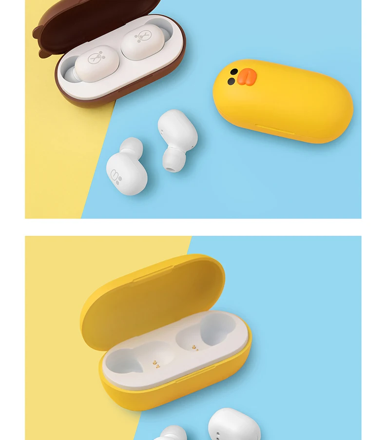 Xiaomi Line Friends Tws водонепроницаемые наушники, беспроводные Bluetooth 5,0 наушники, мини наушники с микрофоном, зарядка, мультяшная коробка, наушники