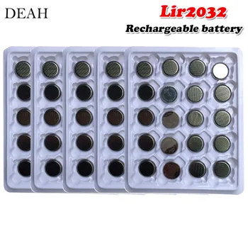 

100pcs 3.6V 40mah LIR2032 LIR 2032 lithium rechargeable battery for remote control watch computer motherboard button cell CR2032