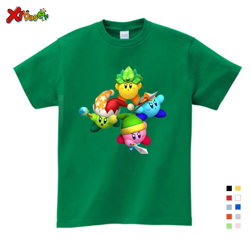 T-shirt Милые белые толстовки с капюшоном для девочек с изображением Кирби, детские игровые худи, свитшоты, Детские Зимние Топы с длинными рукавами, розовые толстовки - Цвет: T-shirt