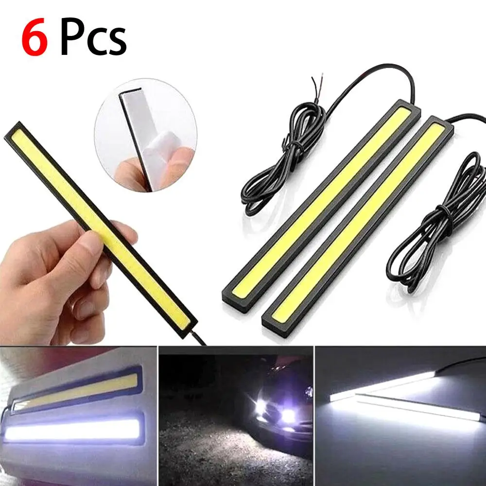 

6X 12V Waterproof White DRL COB LED Strip Light Bar For Camping Caravan Boat Car