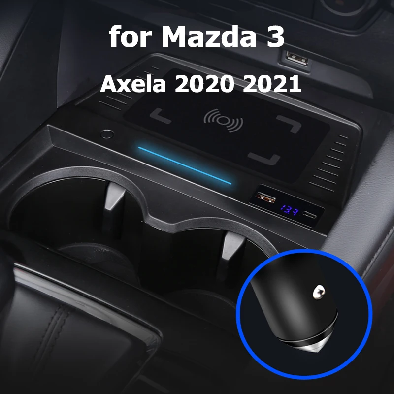 

Car Wireless Charger 15W Qi for Mazda 3 Axela 2020 Fast USB Phone Charging Board Plate Interior Modification Accessories