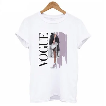 

VOGUE GIRL Letter Print T Shirt Women Short Sleeve O Neck Loose Tshirt 2020 Summer Fashion Women Tee Shirt Tops