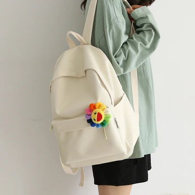 beige M size Простой Оксфорд школьный рюкзак колледж рюкзак для студентов девочек Досуг Дамская Сумочка для женщин - Цвет: beige M size