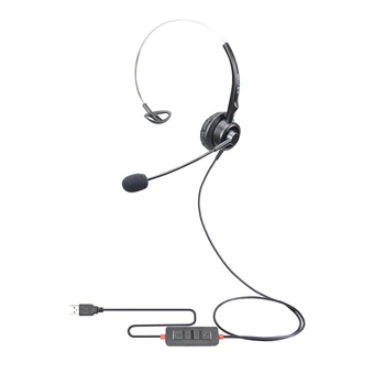 

Over-Ear Earphone with Microphone Chatting Gaming Podcast Recording VT200 USB Wired Headphone Call Center Office