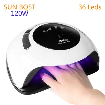 

SUN BQ5T 120W UV LED Lamp for Nails 36Leds Nail Drying Gel Polish Nail Dryer LCD Display High Powder Auto Sensing Lamp for Gels